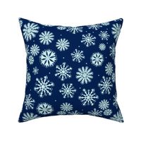 Large Scale Let it Snow Snowflakes on Navy Blue