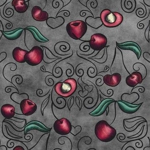 Gothic Cherries on grey concrete texture