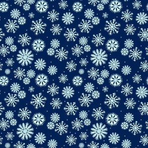 Medium Scale Let it Snow Snowflakes on Navy Blue