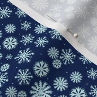 Small Scale Let it Snow Snowflakes on Navy Blue