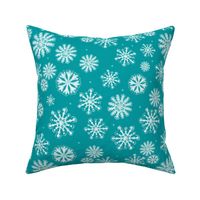 Large Scale Let it Snow Snowflakes on Turquoise Blue