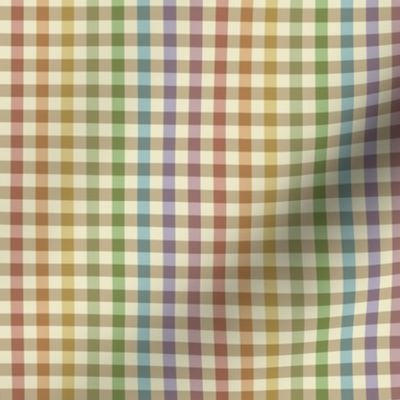 cream rainbow stripe gingham, 1/4" squares 