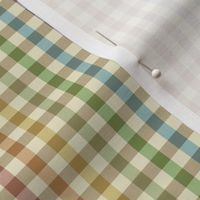 cream rainbow stripe gingham, 1/4" squares 