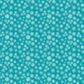 Small Scale Let it Snow Snowflakes on Turquoise Blue