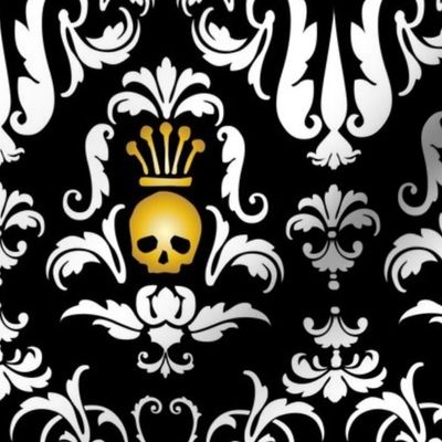 Skull Damask-Black