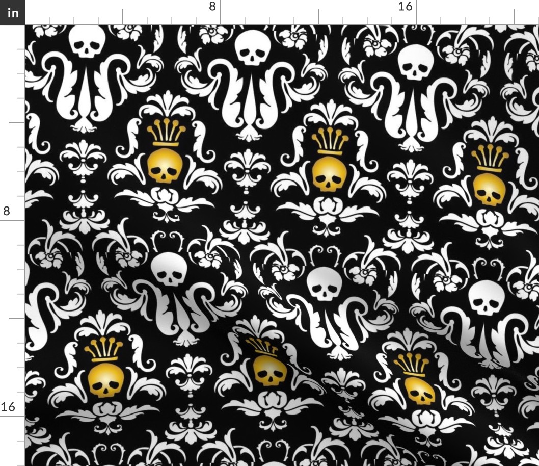 Skull Damask-Black