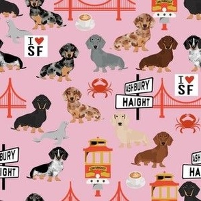 san fran dachshund fabric - travel dog fabric, San Francisco fabric California