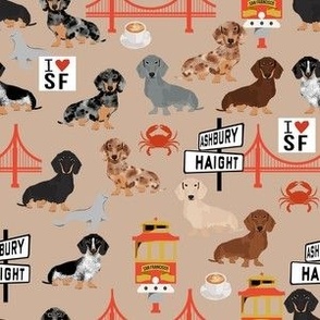 san fran dachshund fabric - travel dog fabric, San Francisco fabric California