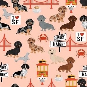 san fran dachshund fabric - travel dog fabric, San Francisco fabric California