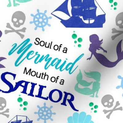 Large Scale Soul of a Mermaid Mouth of a Sailor Funny Sarcastic Adult Humor