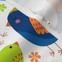 Large Scale Colorful Birds on White Background