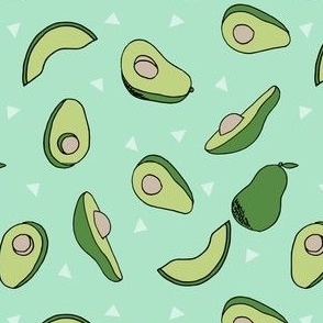avocados fabric // avocado fruit and veggies fabric by andrea lauren - mint