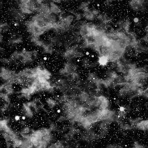 black gray galaxy seamless pattern