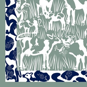 42x36 Seek and Find Playmat: Find the Cows | Navy/Sage Green