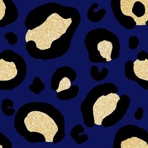 dark blue gold leopard print