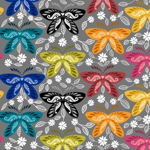 Paisley Pollinators in Grey by Queen Bean Productions 