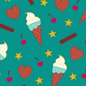Choose Joy Ice Cream - MEDIUM - MULTI Teal Aqua Green