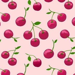 Cherry Scatter on A Whisper of Pink - Large Scale