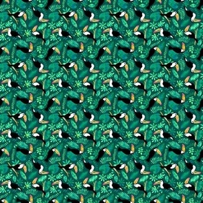 Toucan jungle watercolor green (micro)