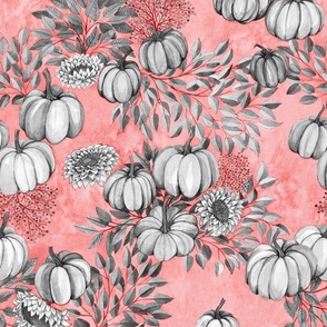 Pumkins in blush pink and grey watercolor
