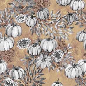 Waatercolor Pumkins for fall beige pastel grey sepia