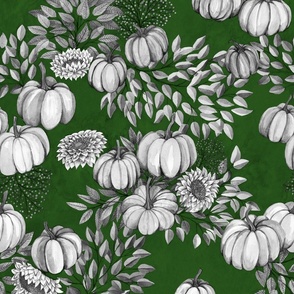 Watercolor Pumkins for fall on dark green