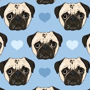 pug love - blue