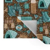 Camp Whimsy in Cyan and Brown - small