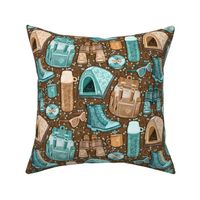 Camp Whimsy in Cyan and Brown - medium