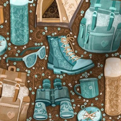 Camp Whimsy in Cyan and Brown - medium