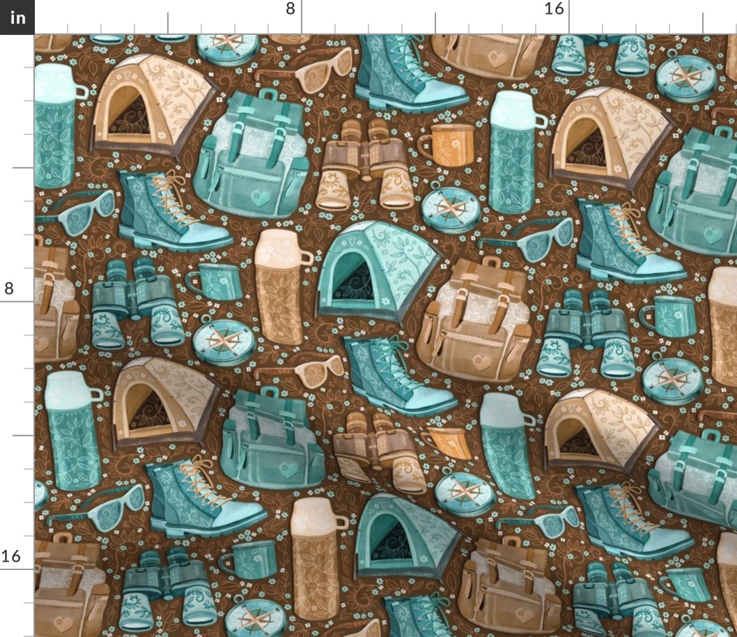 Camp Whimsy in Cyan and Brown - medium