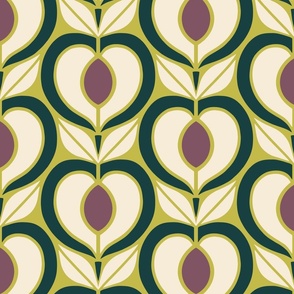 I Heart Retro Fruit - Large Scale Purple, Green, Cream