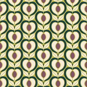 I Heart Retro Fruit - Medium Scale Purple, Green, Cream