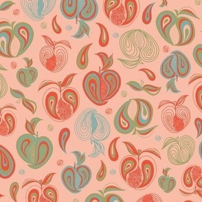 PAISLEY PEACH PIE - Peachy Pastel/Apple Green/Aqua