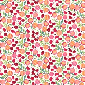 Watercolour Peaches and Cherries