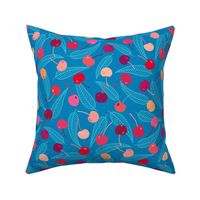 Cerises large scale bright blue by Pippa Shaw