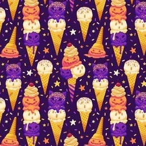  Spooky Ice Cream Friends on Purple 1/2 Size