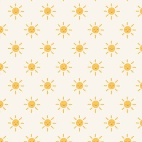 Micro Ditsy Happy Sunshine Yellow Smiley Face Sun Dots