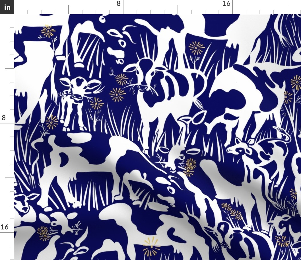 Meadow Cows | Deep Blue/Yellow