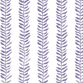 Botanical Block Print in Blackberry on White | Leaf pattern fabric in royal purple from original plant block print, blackberry wine, berry fabric in rich purple and white.