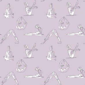 Yoga silhouettes white on lavender