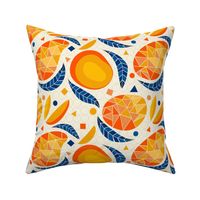 geometric mangoes-kitchen-fruit-linen white- medium  scale