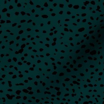 The Messy minimalist cheetah spots animal texture paint spots and dots Christmas palette in black on green 