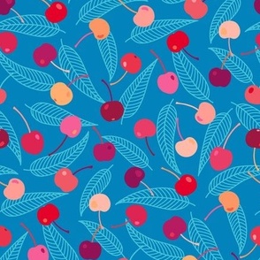 Cerises medium scale bright blue by Pippa Shaw