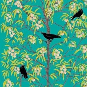 Peaches and Crows Teal