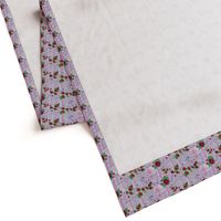 5x2-Inch Repeat of Tiny Raspberries and Ribbons on Lavender Background