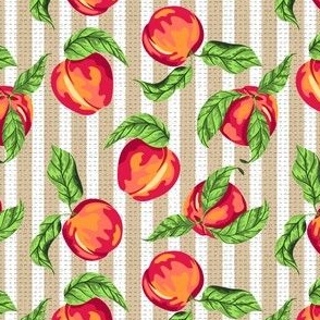 Peaches on Striped Background (Beige) – Small Scale