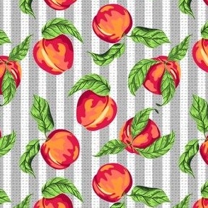 Peaches on Striped Background (Grey) – Small Scale