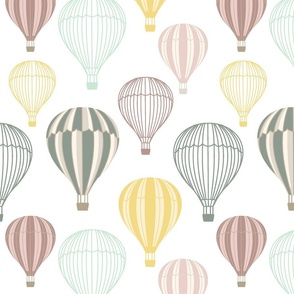 Hot Air Balloons Sage Yellow Pink