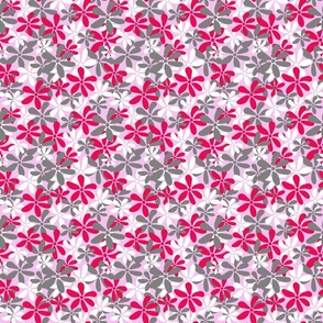 Ditsy Daisies cerise, Pink and Grey/Gray